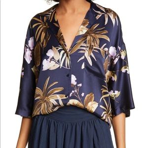 Vince Tropical Garden Silk Blouse